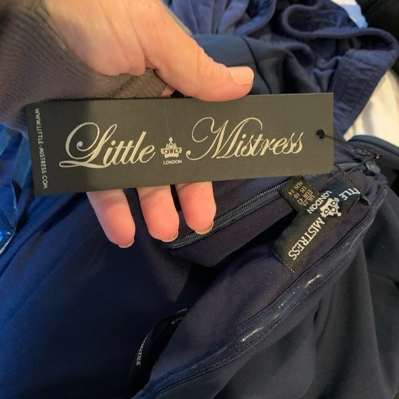 NWT,Little Mistress-Lond,Navy/Cream,
Asymmetrical Hem,Old Hollywood WOW,Size 10 - Picture 2 of 9